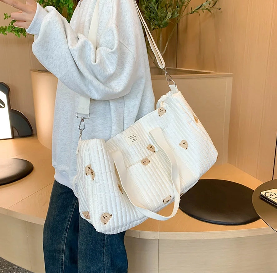 Grand Sac de Voyage Matelassé en coton - Intérieur imperméable