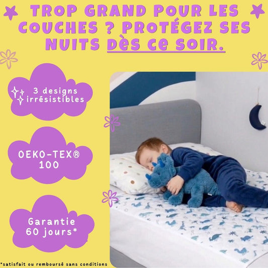 🌙 Alèse Imperméable & Silencieuse avec fixations latérales - Protection Matelas Enfant Anti-Pipi OEKO-TEX® | Le Petit Nuage™